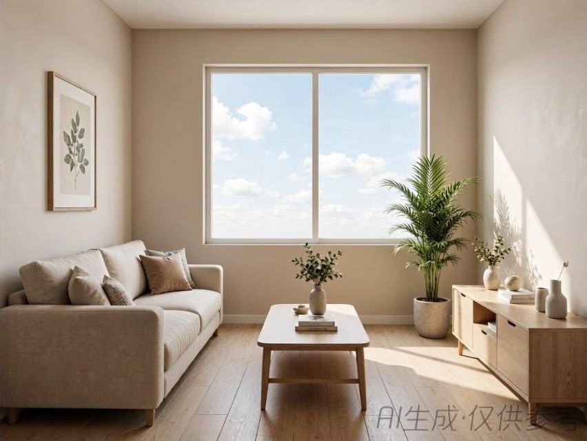 混元 3.5 生成的客厅效果，AI 生成示例